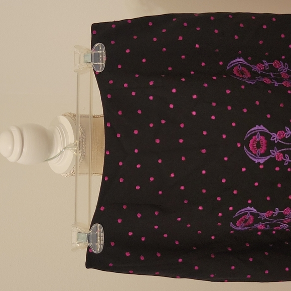 Vintage Crossing Pointe embroidered black skirt with fringe in size 10 - Picture 4 of 11